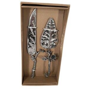 Bombay Company Silver Leaf & Twig Wedding Cake Knife & Server ~